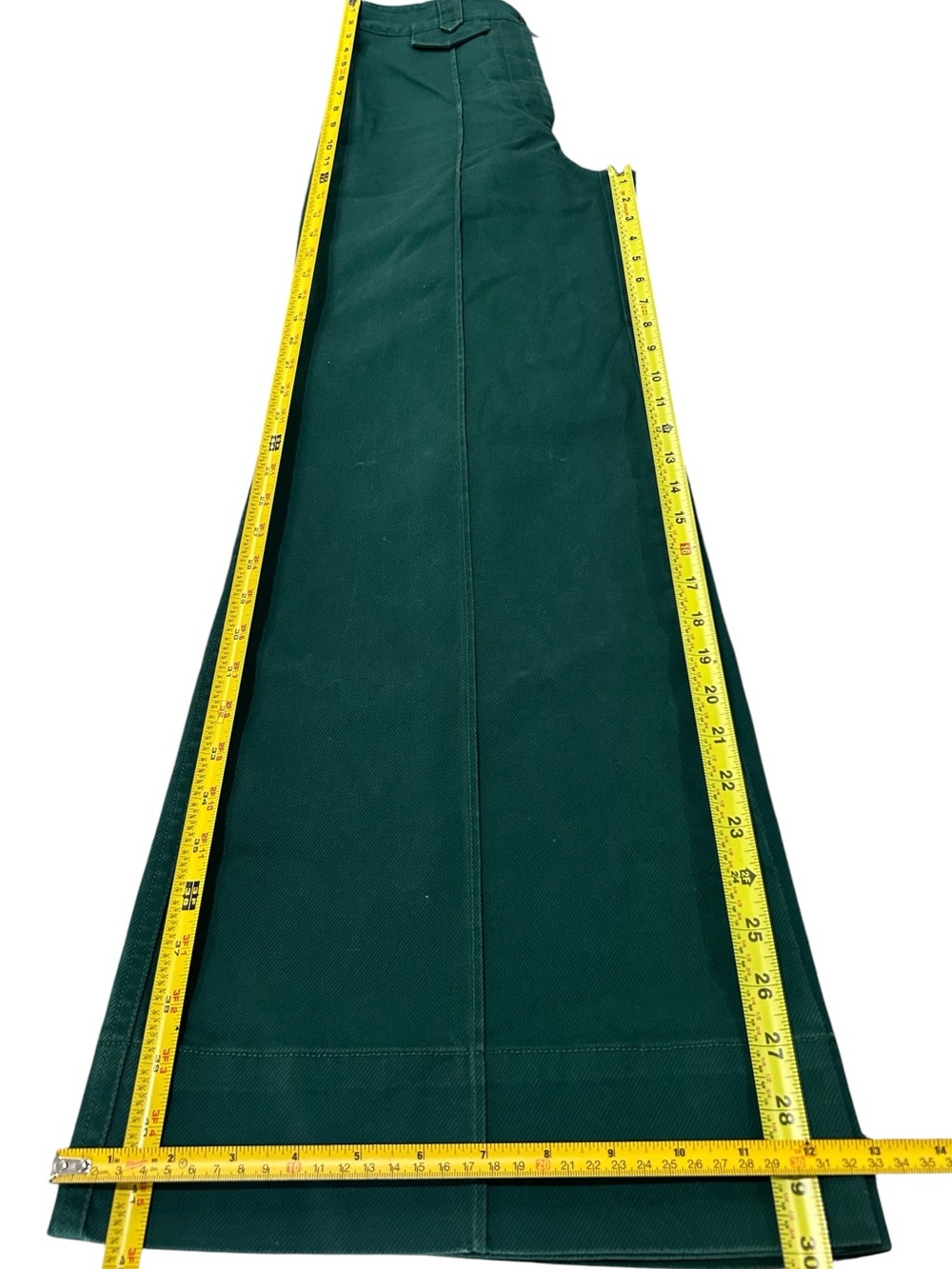 Anthropologie High Rise Wide Leg Flared Pants 1970's Deep Teal Green Sz 0 Cotton - Picture 12 of 12